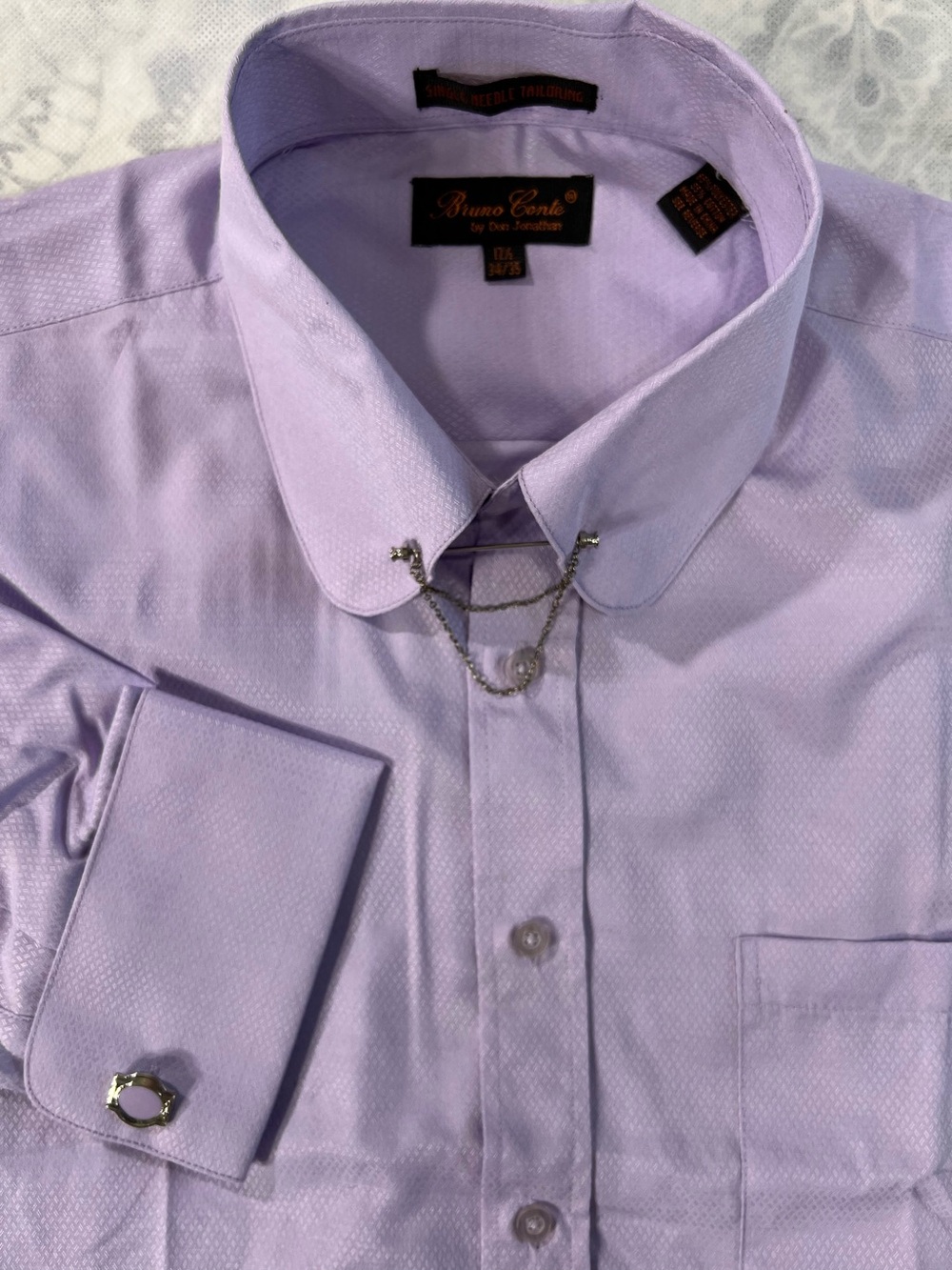 Bruno Conte~Don Jonathan French Cuff Penny Club Bar Dress Shirt 17.5 34/35